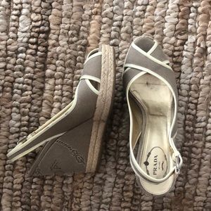 Beige Prada Wedges